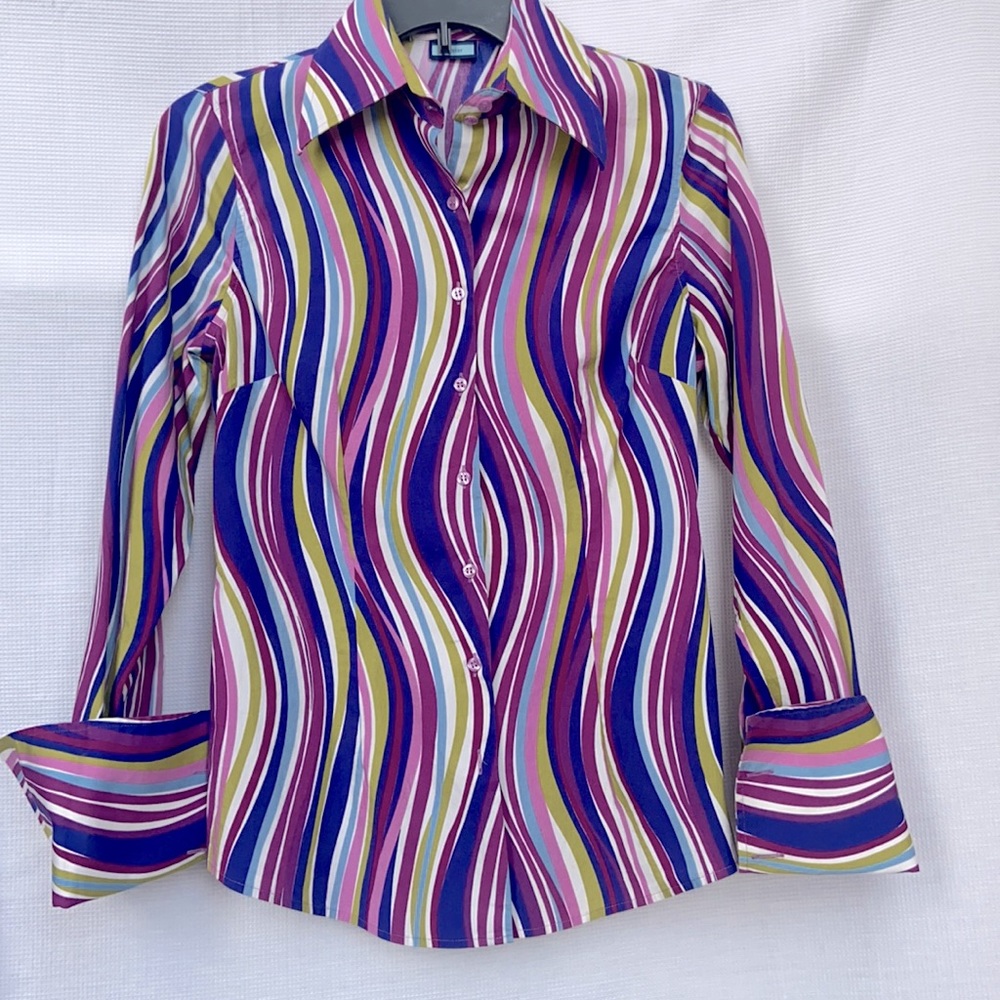 Cotton stretch button down blouse